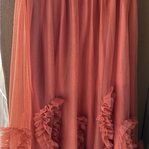 Anthropologie Pink Mauve Felicity Ruffled Tulle Bubble Midi Skirt - Picture 4 of 11